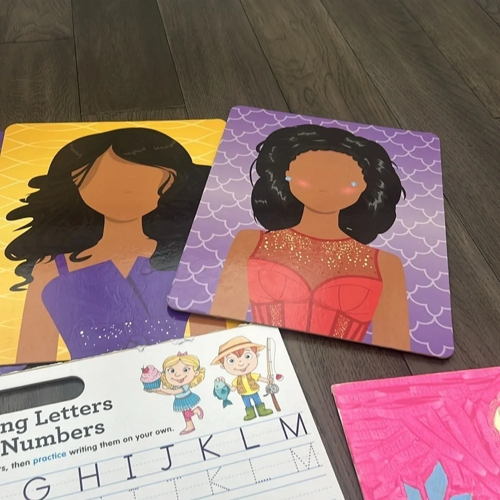 Bundle of children activities and crafts, sticker puzzles, and sticker faces